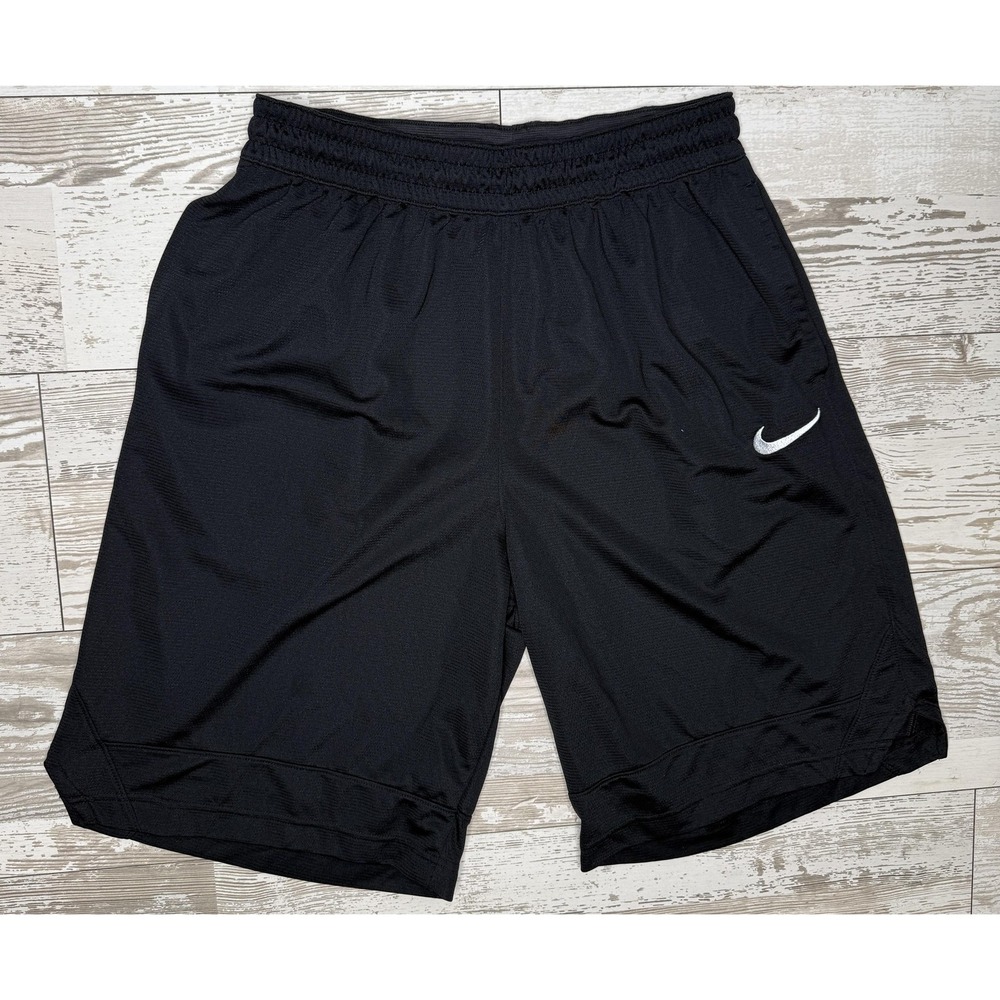 Nike Dri-FIT Shorts Mens Large Black 9 Inseam Mesh Elastic Waist Gym Training